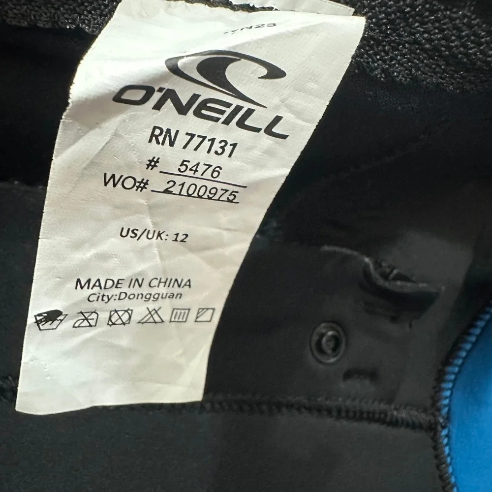 ONeill Wetsuit Full Length Black Blue Neon Green Style 5476  Boys Size 12